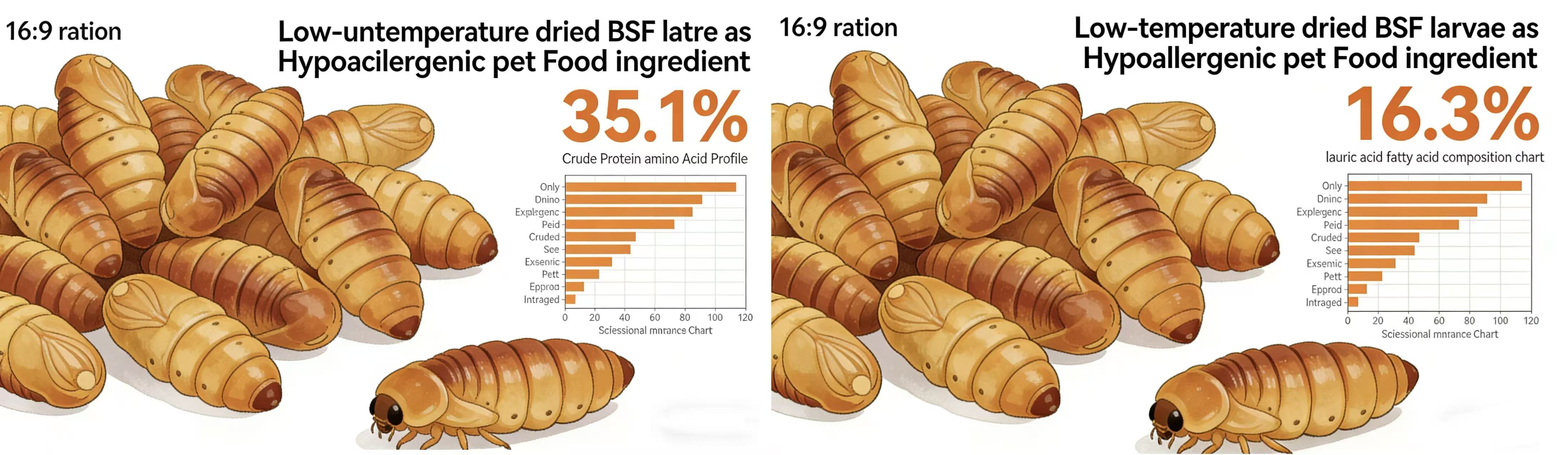 Low-Temp Dried BSF Larvae for North American Petfood: High-Protein Solution at 35.1%